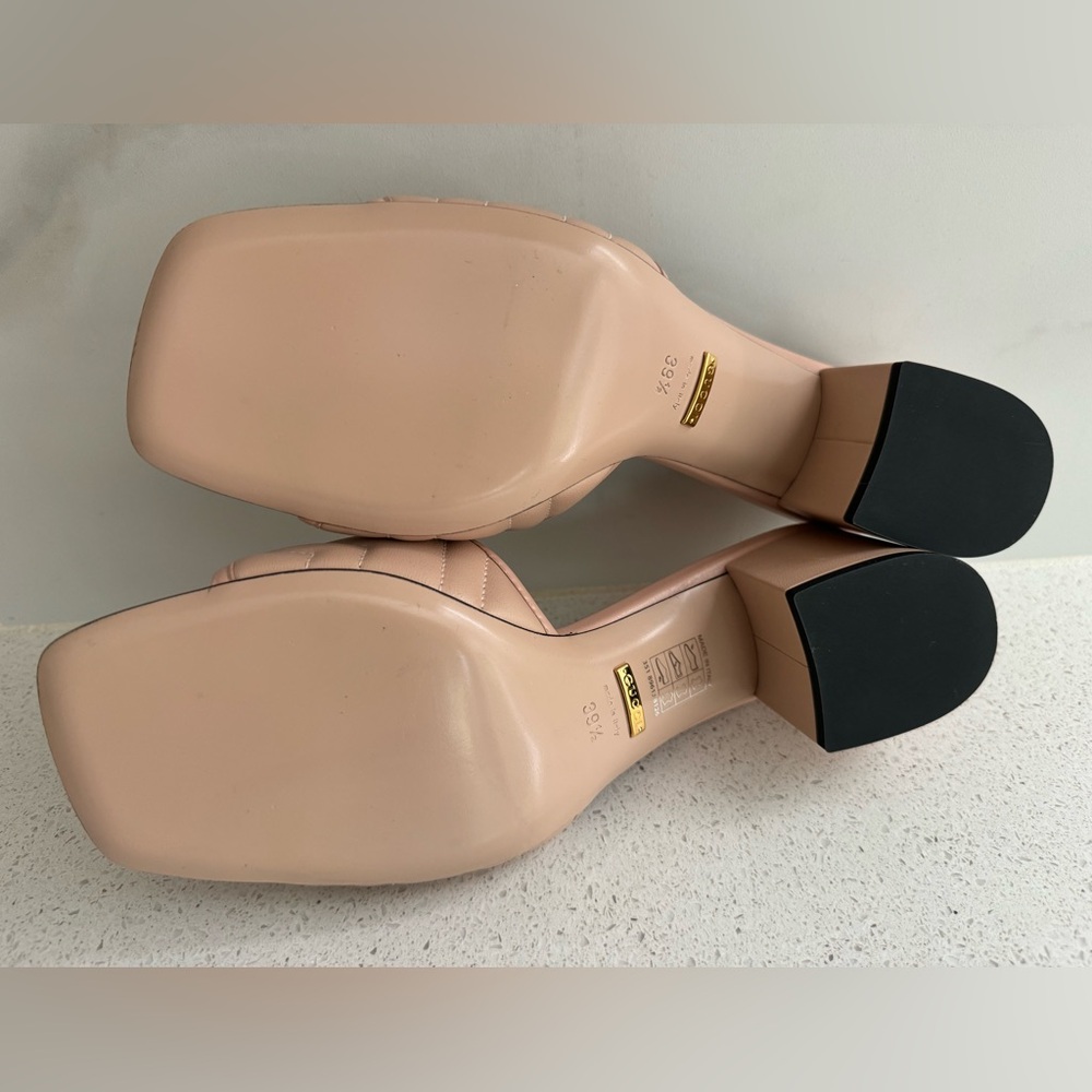 Gucci GG Block Heel Quilted Leather Sandals EU 39.5 US 9.5 Nude - Picture 8 of 8